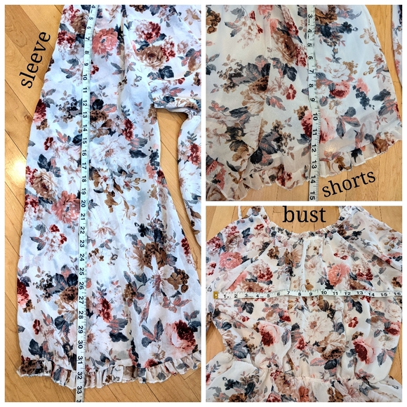 Flowy, Floral, Bell Sleeve Backless Romper - Picture 2 of 7